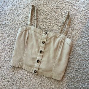 hollister beige button-up cropped tank